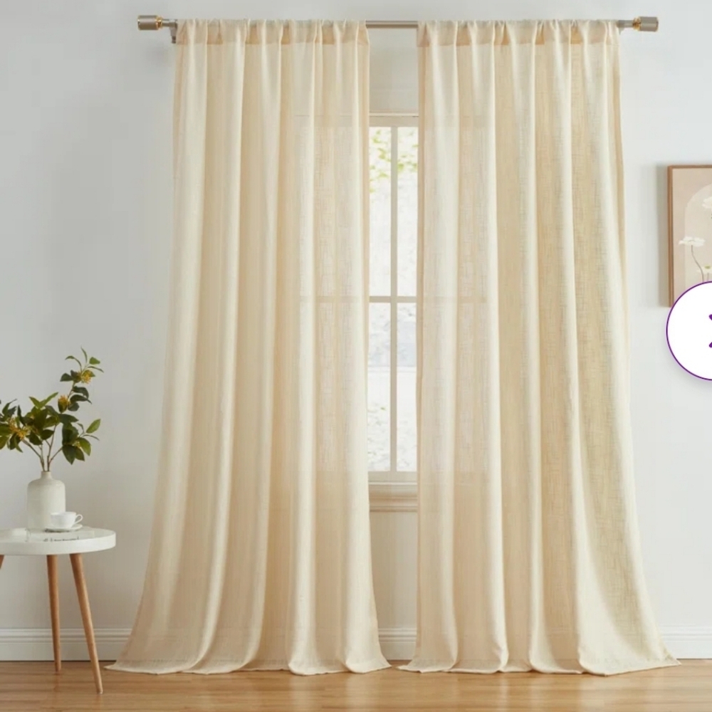 NEW Semi-Sheer Curtains (Beige - 4 panels)
